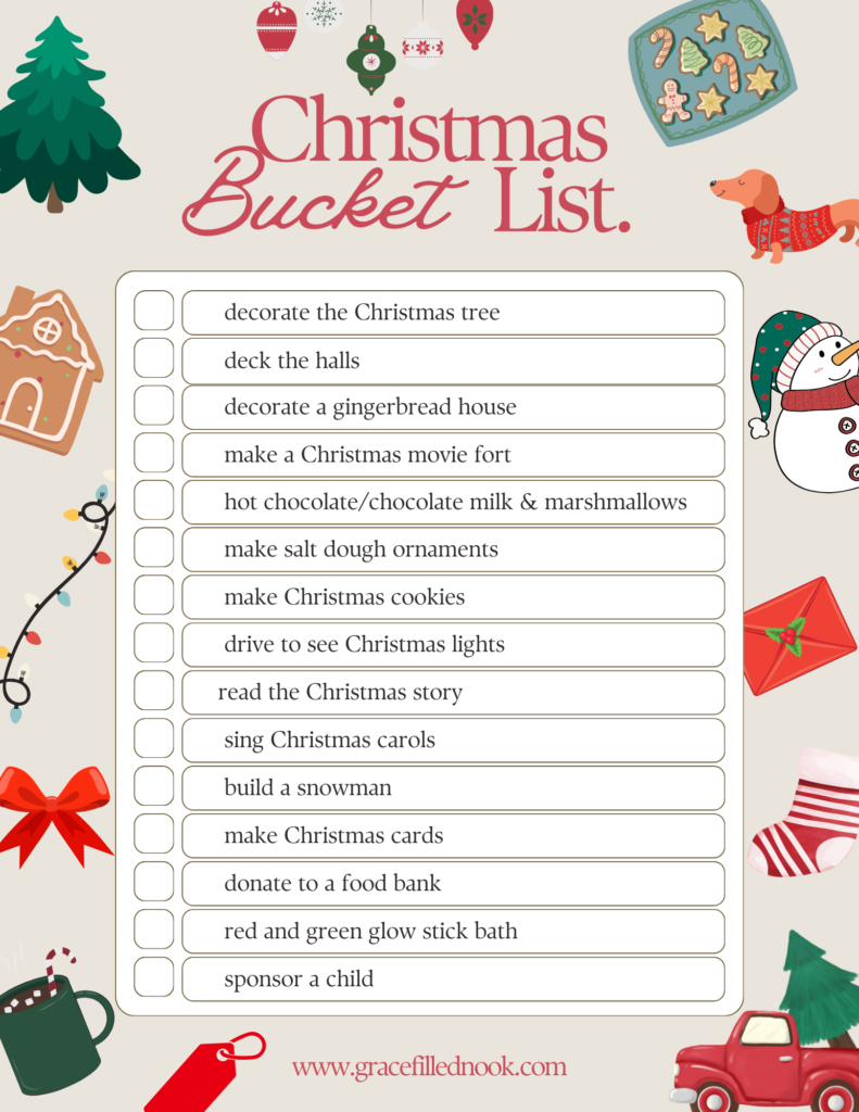 Jingle Basket Ideas for Kids- Christmas Bucket List Printable ...